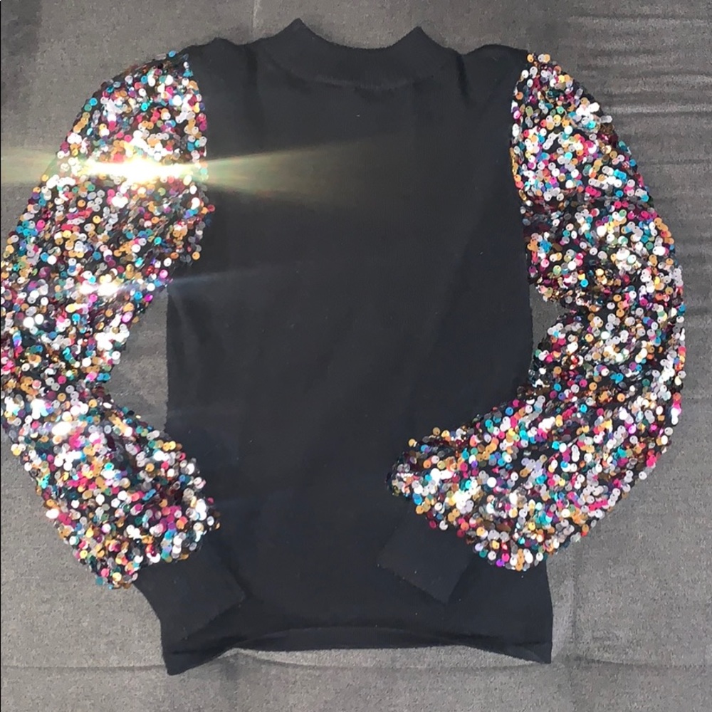 Sequin sleeve sweater